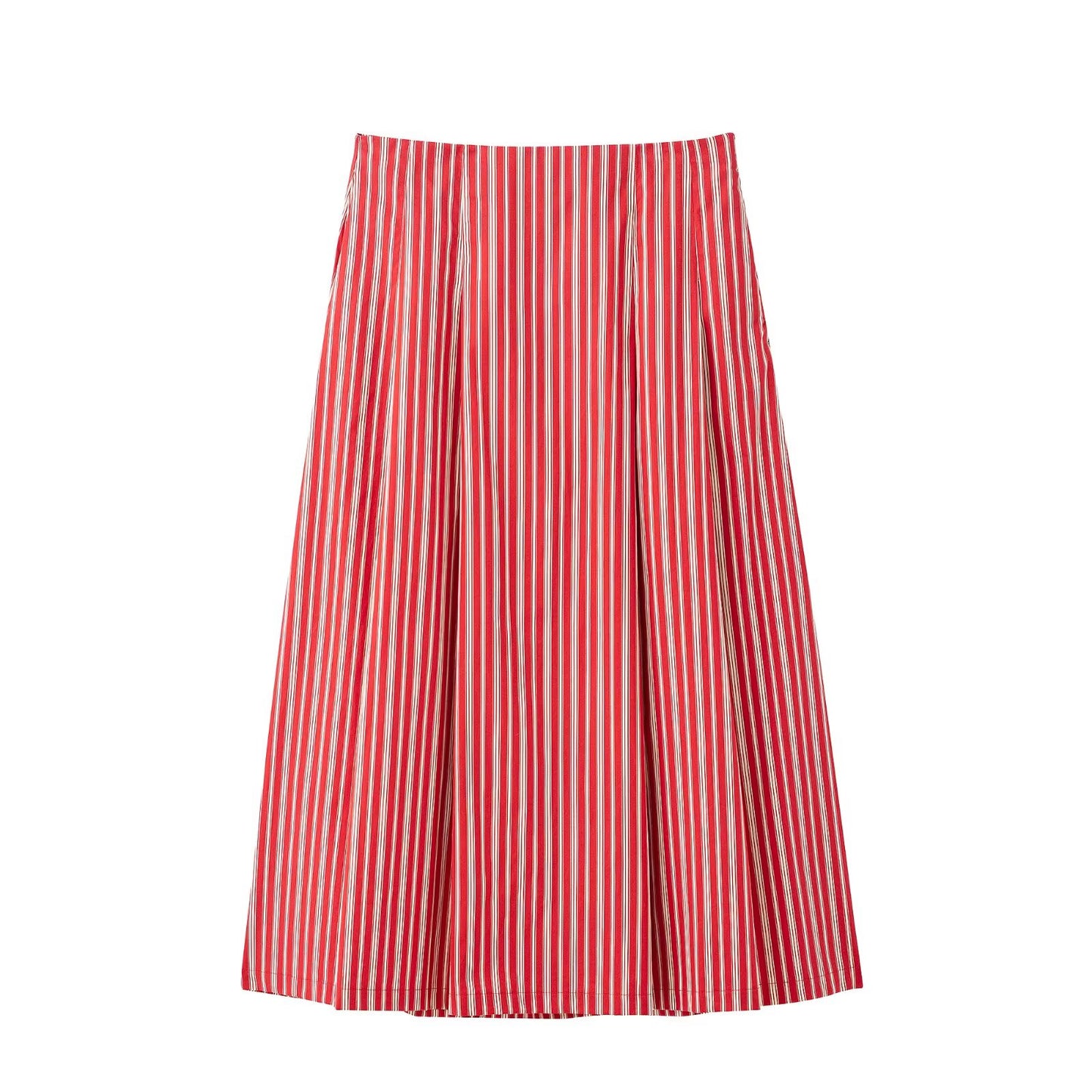 Women Striped Spaghetti Straps Short Top High Waist Midi Skirt Two Piece Sets