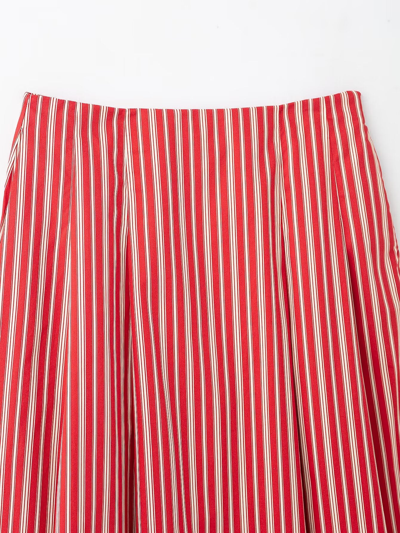 Women Striped Spaghetti Straps Short Top High Waist Midi Skirt Two Piece Sets