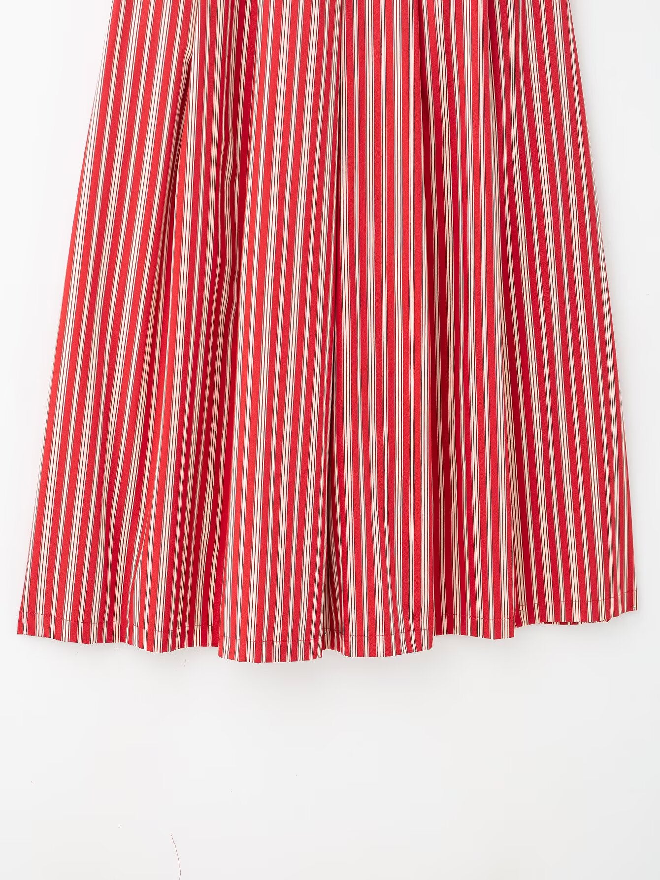Women Striped Spaghetti Straps Short Top High Waist Midi Skirt Two Piece Sets