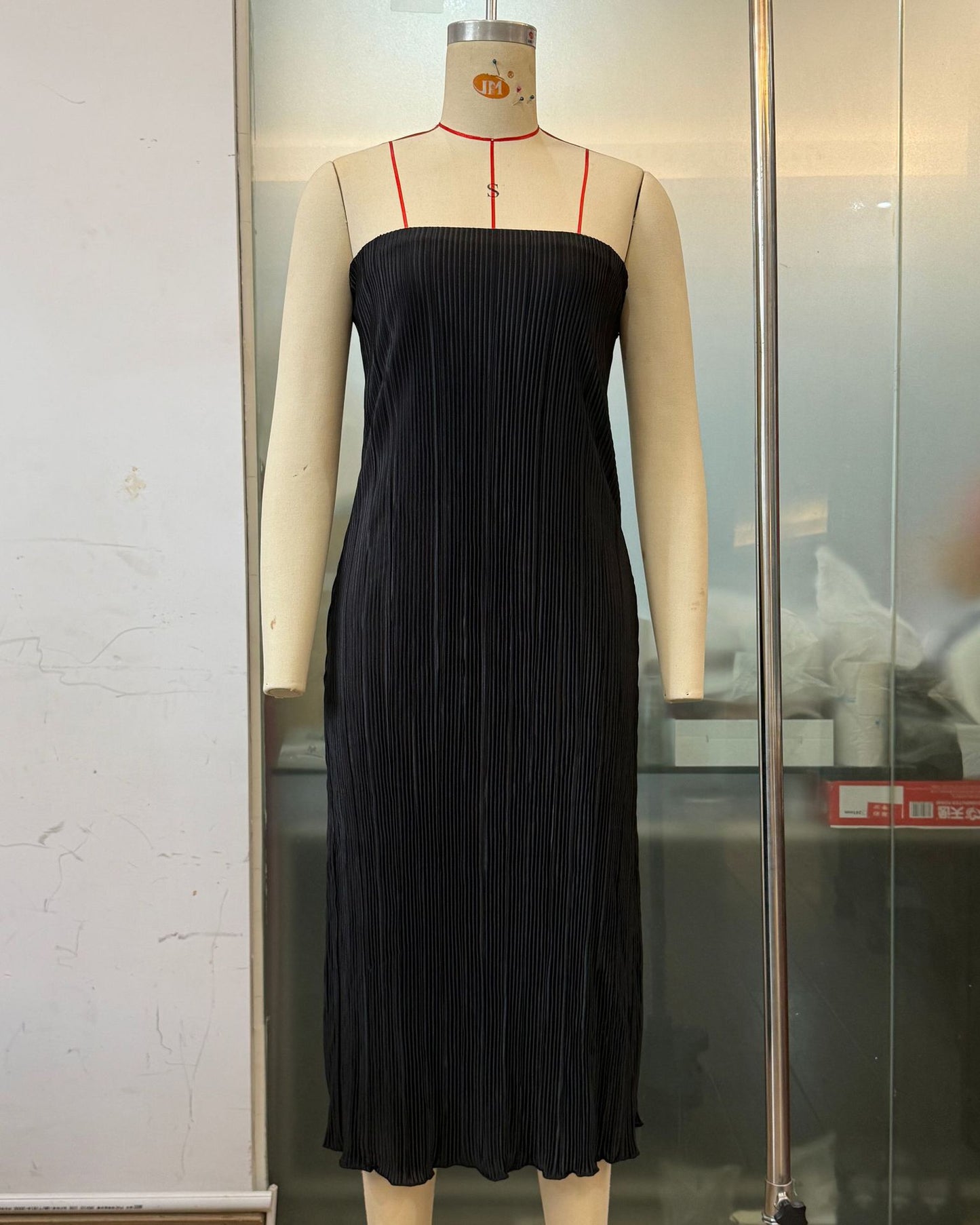 Solid Color Pleated Tube Top Backless Maxi Dress Summer Casual Loose Dress Women