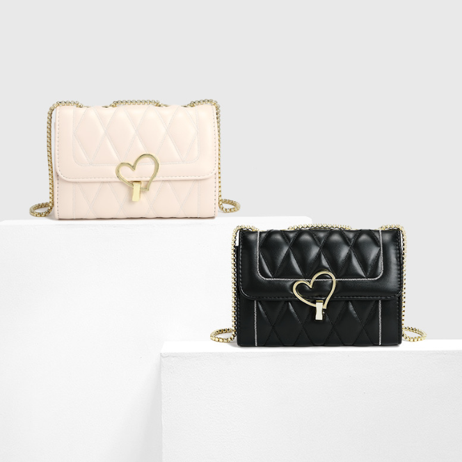 Chanel Bags Women Bag Winter Online Influencer Diamond Chain Metal Heart Shoulder Messenger Bag