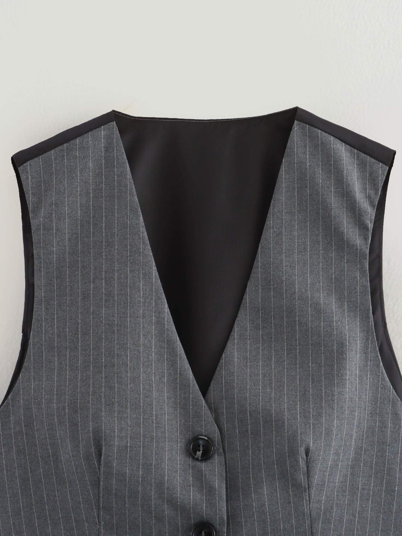 Women Clothing Women Gray Striped Vest Jacket