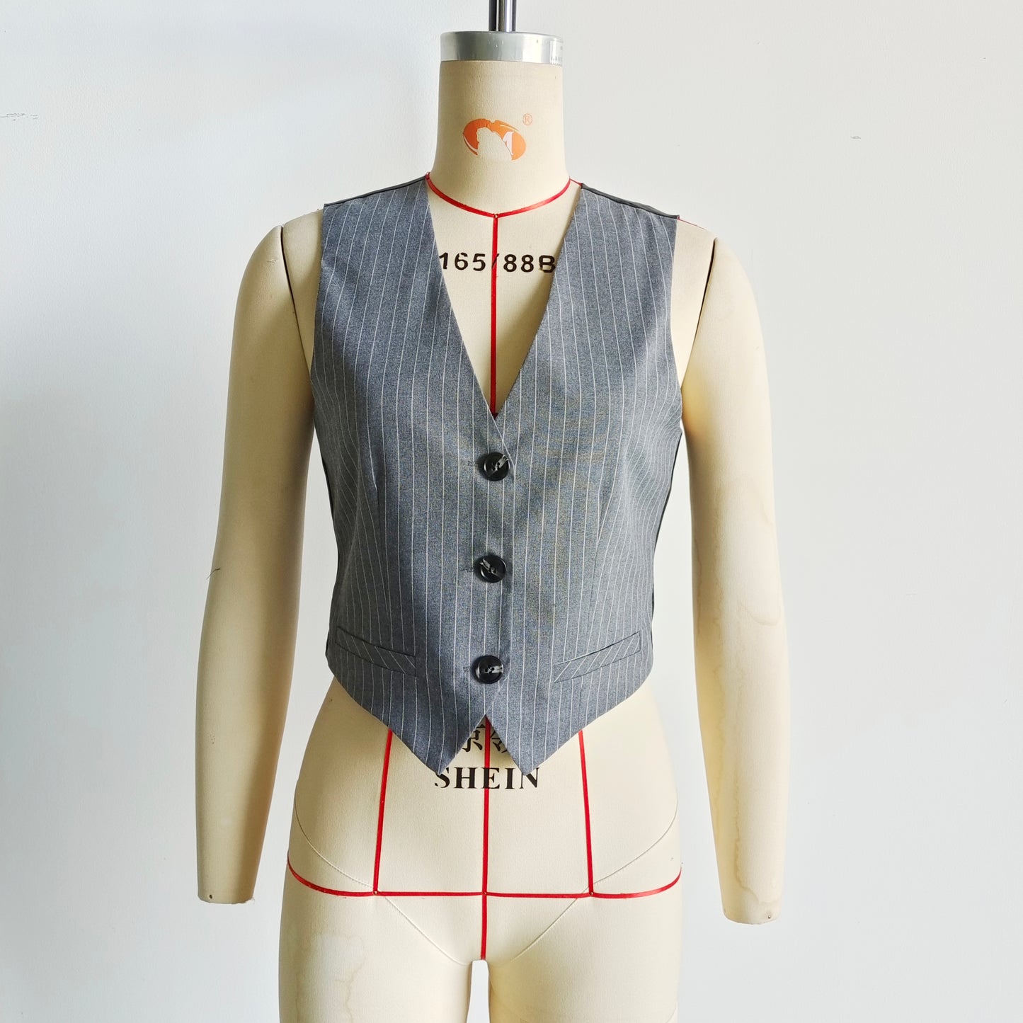 Women Clothing Women Gray Striped Vest Jacket