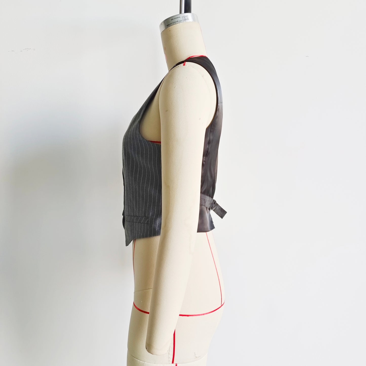 Women Clothing Women Gray Striped Vest Jacket