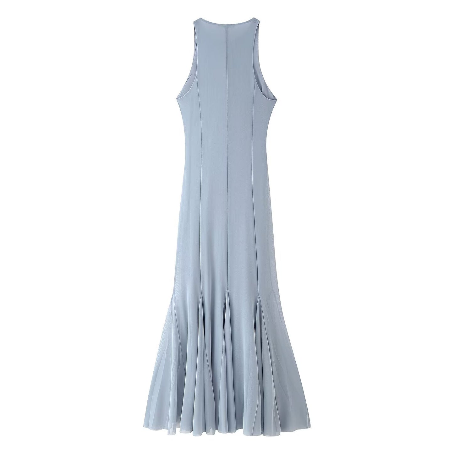 Women Slim Fit Wide Hem Silk Net Midi Dress