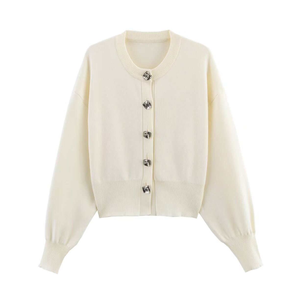 Spring Summer Women Floral Button Decoration Knitted Coat Short Skirt Set