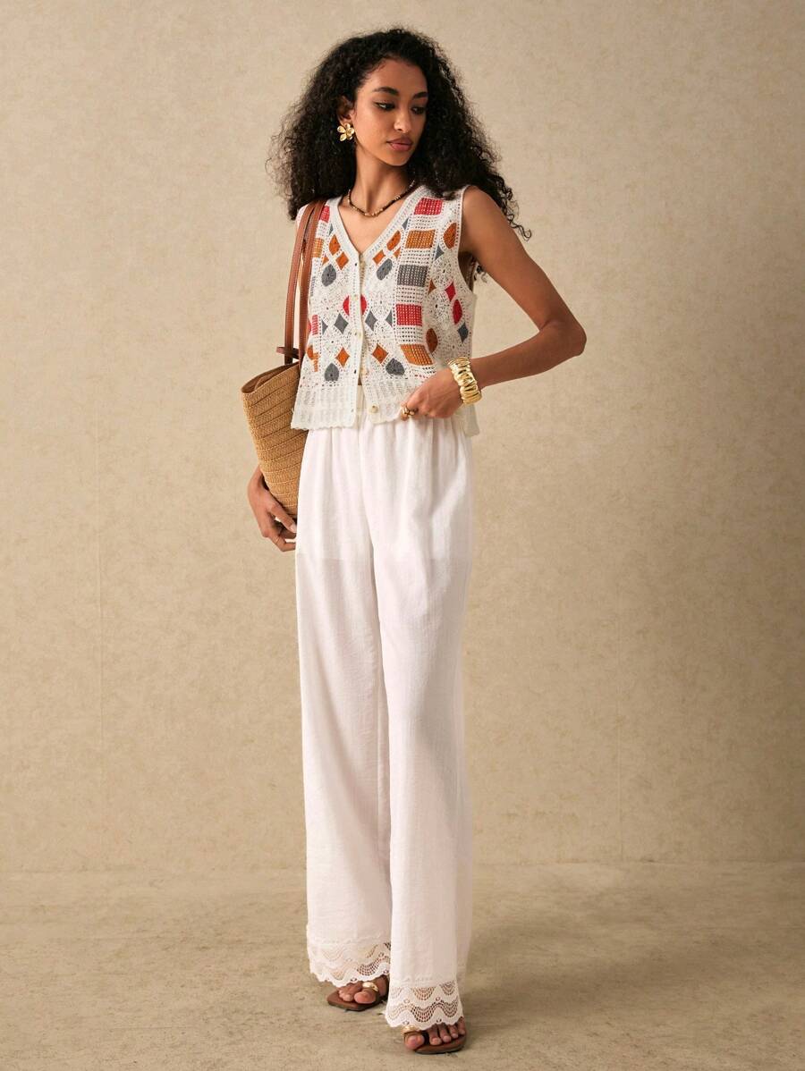 Ladies Crochet Hollowed Out Color Spell Spring And Summer Can All Wear Vests