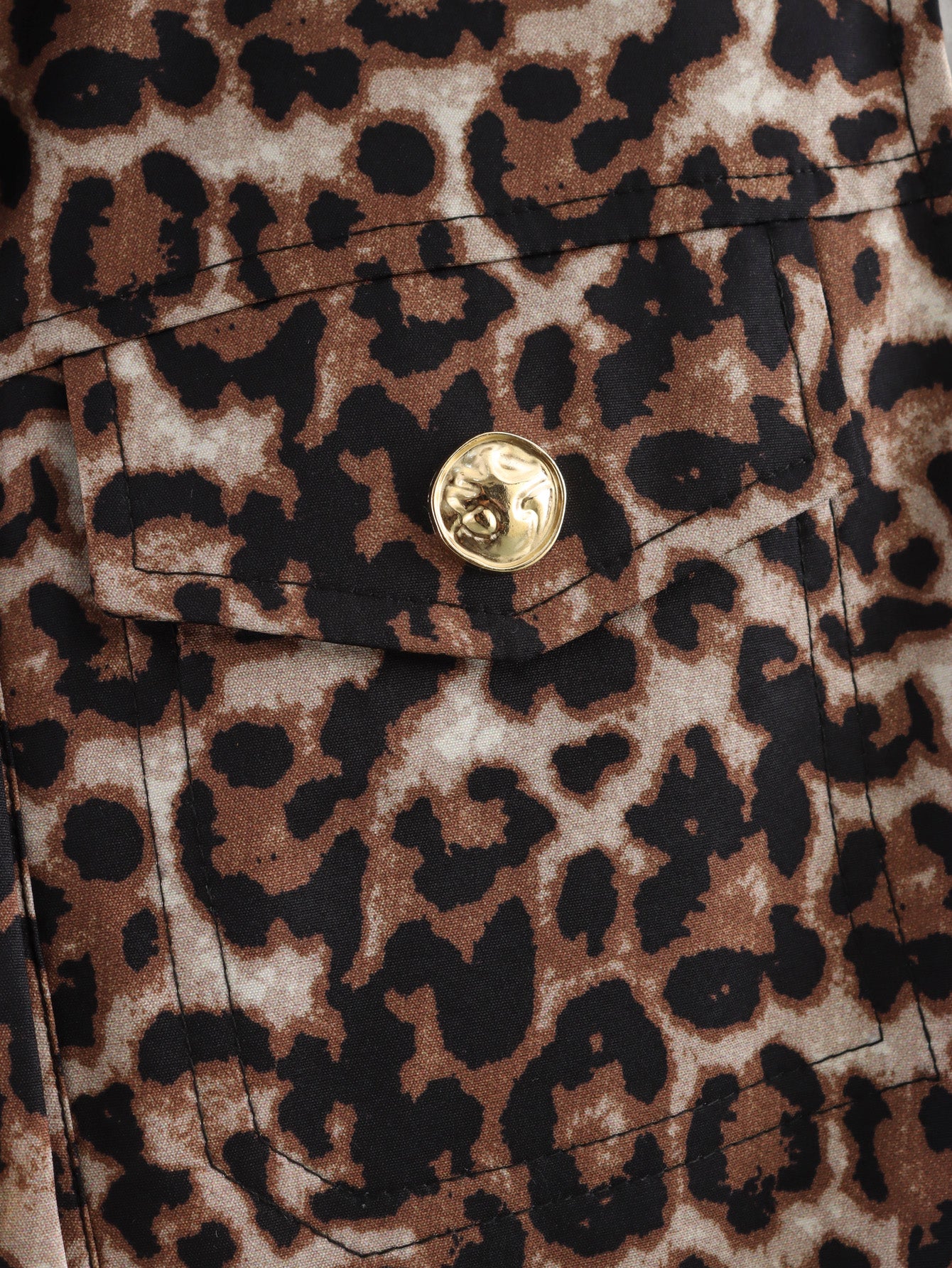 Spring round Neck Single Breasted Leopard Print Vest Vest Top Women