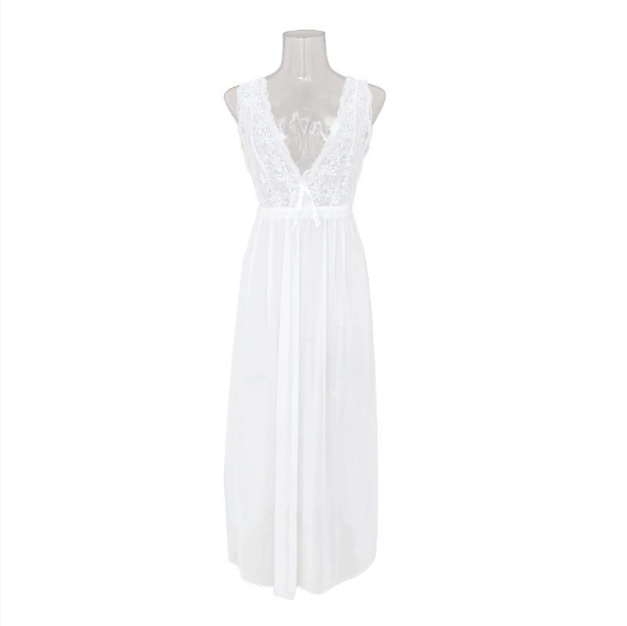 Sexy Mesh See through Seduction Pajamas Long Fairy Pure Nightdress Sweet Home Wear