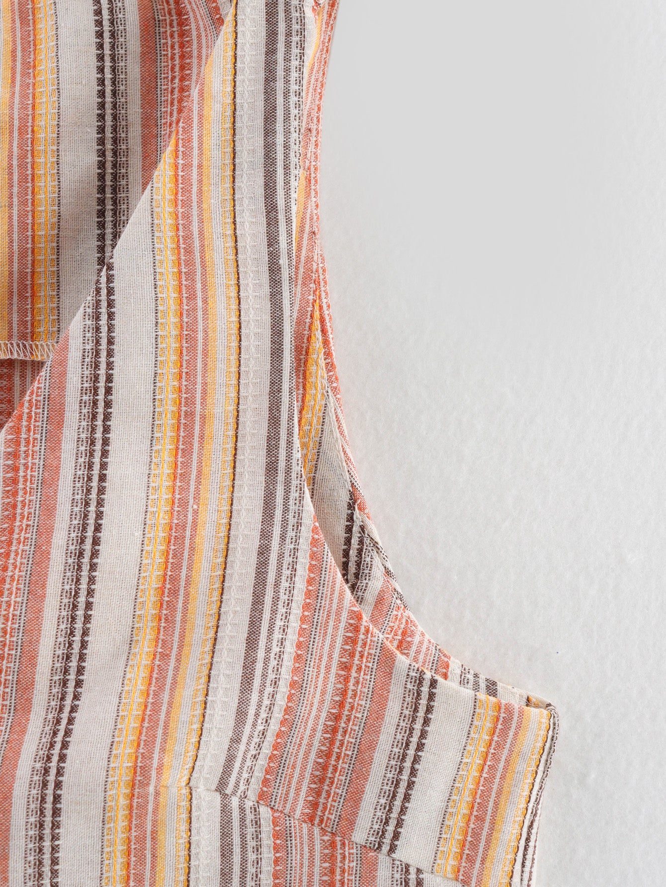 Spring Women Clothing Street Imitation Linen Vertical Stripes Outer Wear Sleeveless Vest