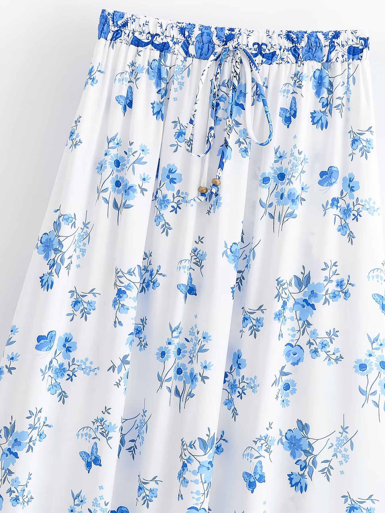 Spring Women Rayon Printed Tassel Vacation Bohemian Skirt