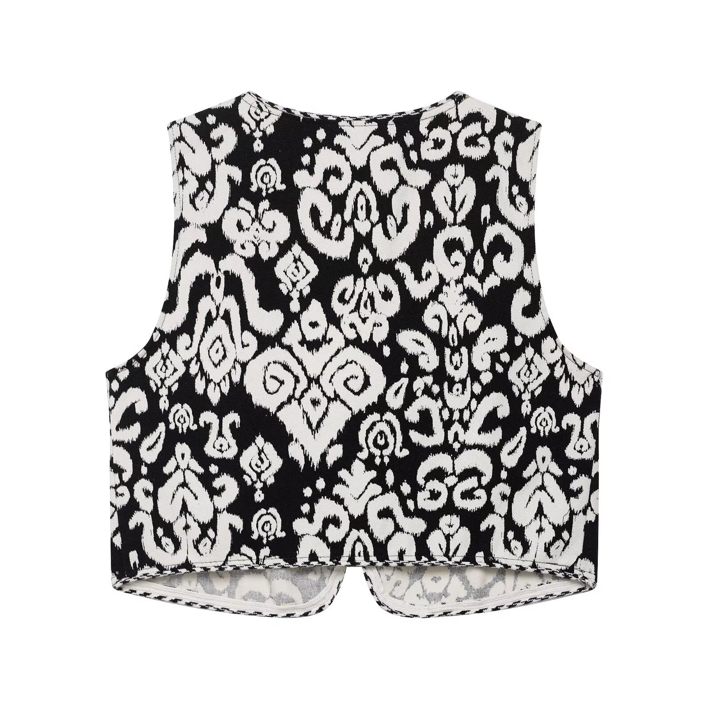 Women Clothing at Printed V neck Sleeveless Vest Waistcoat Shorts Two Piece Sets