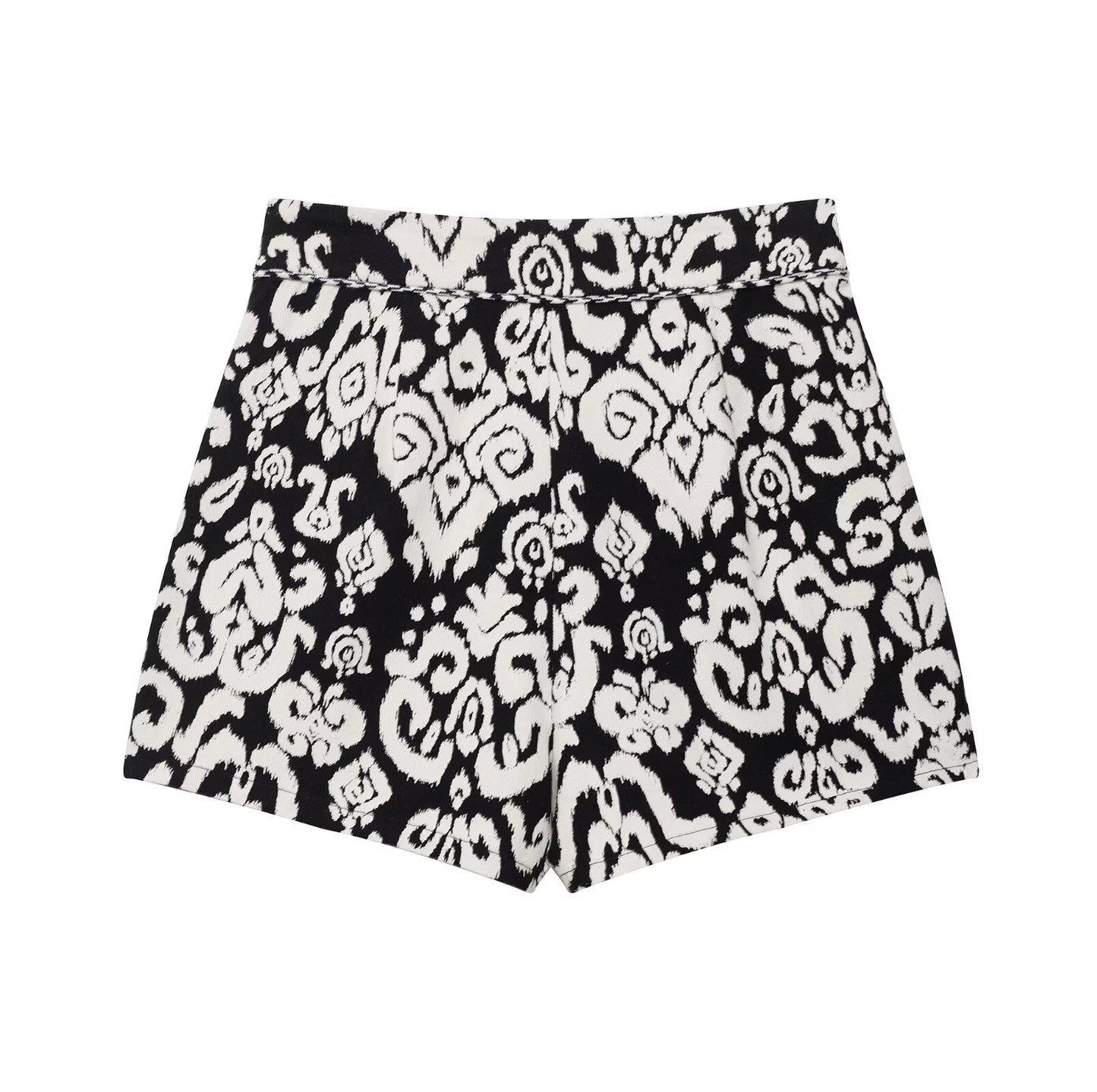Women Clothing at Printed V neck Sleeveless Vest Waistcoat Shorts Two Piece Sets