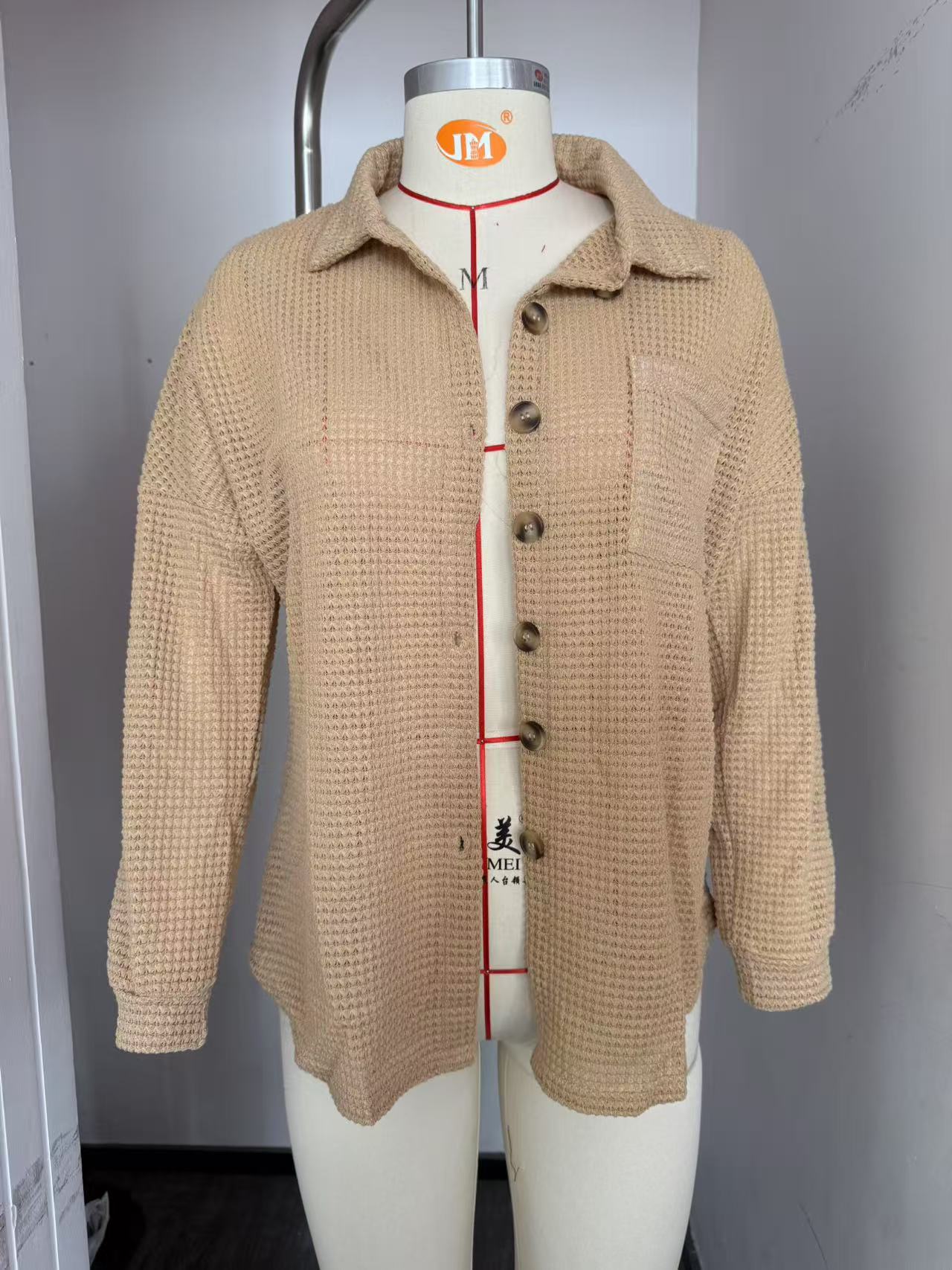Women Autumn Winter Loose Waffle Casual Office All Matching Shirt