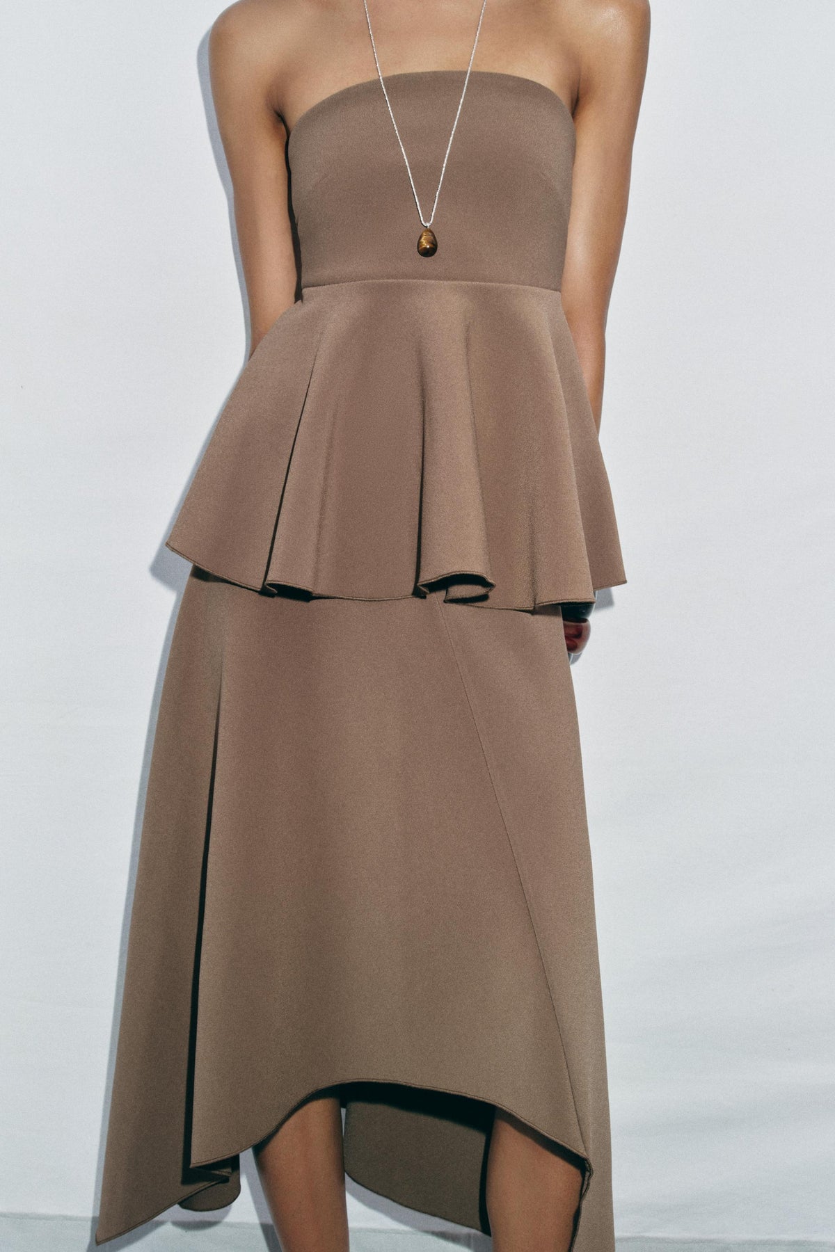 Women Clothing Summer Tube Top Asymmetric Midi Dress