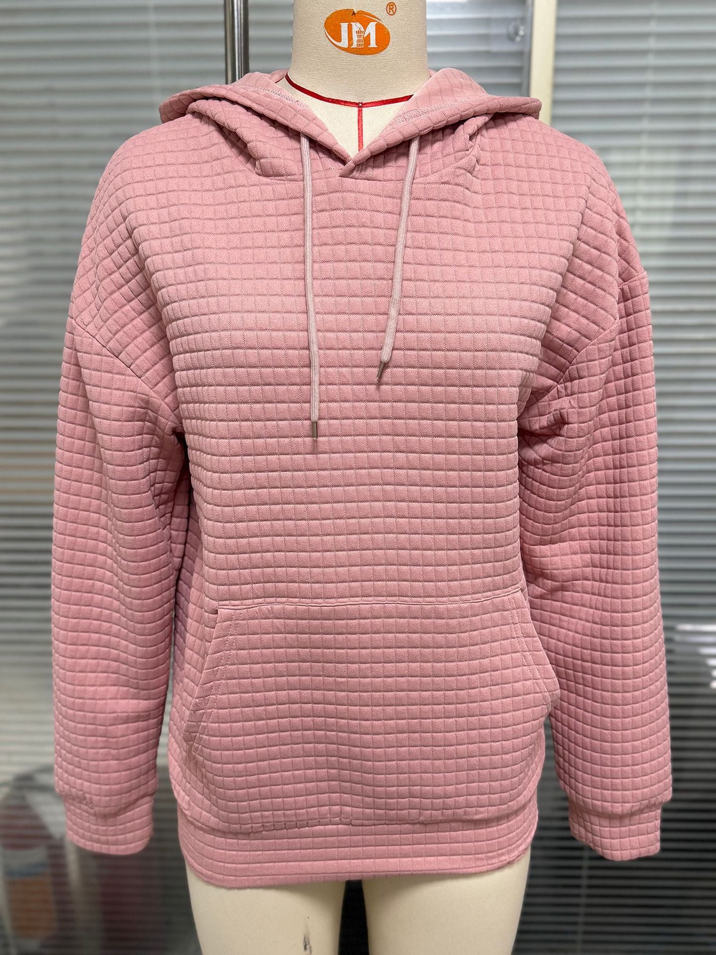 Autumn Winter Solid Color Hooded Pocket Loose Long Sleeve Sweatershirt Coat for Women