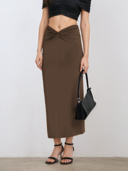 Summer Sexy Hip Skirt Women V Shaped Waist Twisted Skirt Long Skirt