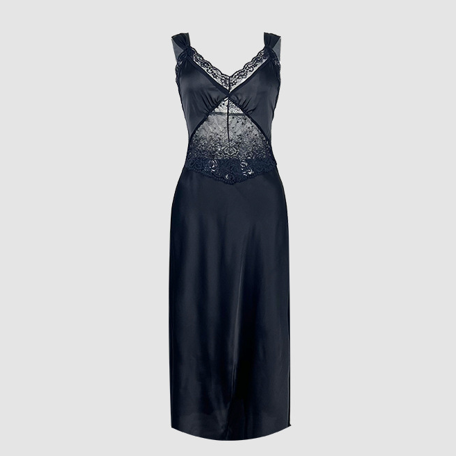 Sexy Pajamas Women Suspender Nightdress Satin Pure Lace French High Sense Home Dress