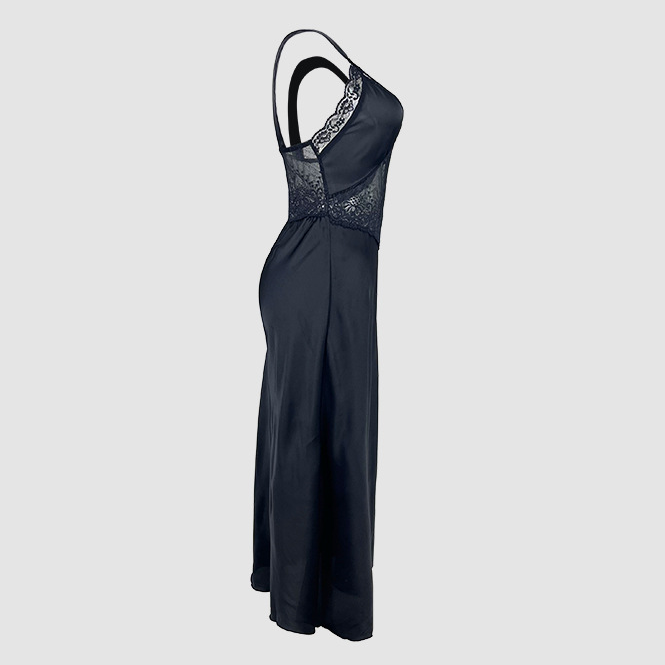 Sexy Pajamas Women Suspender Nightdress Satin Pure Lace French High Sense Home Dress