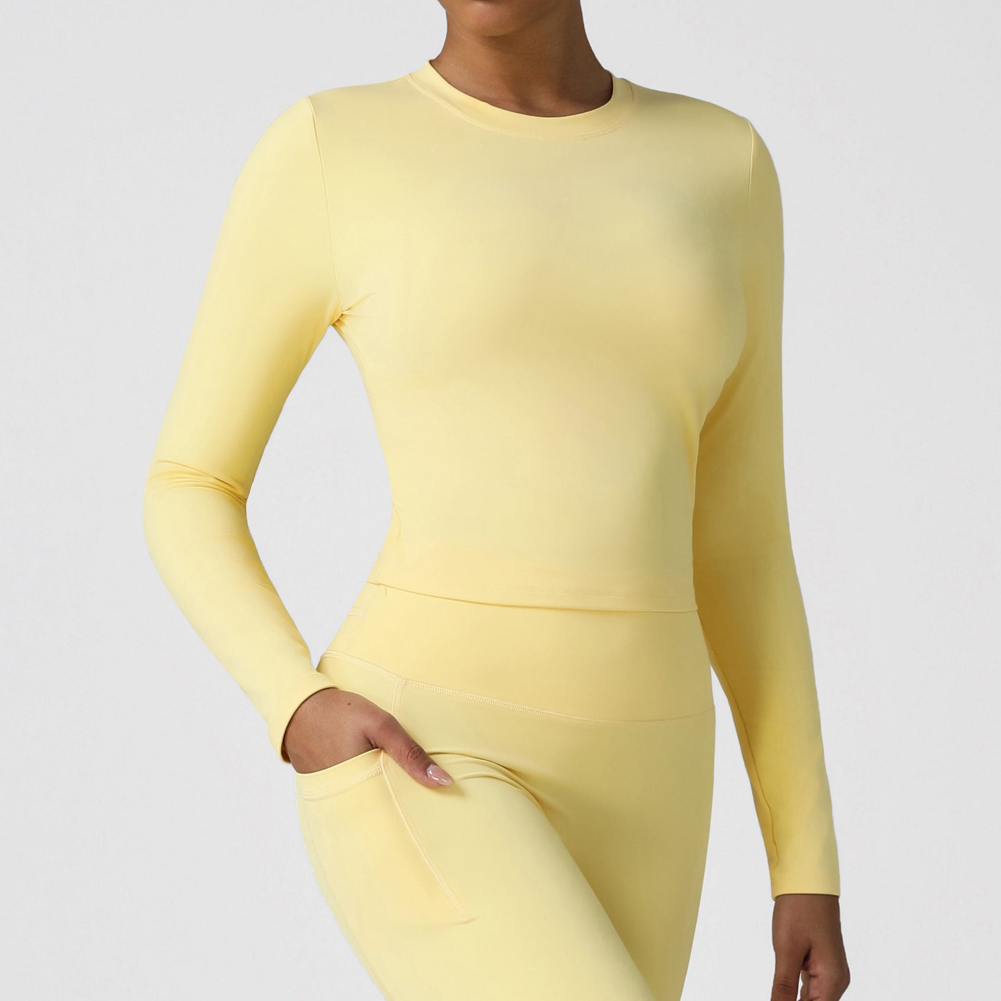 Autumn Winter Tight Yoga Jacket High Elastic round Neck Long Sleeve T shirt Running Outdoors Sports Top Workout Clothes for Women