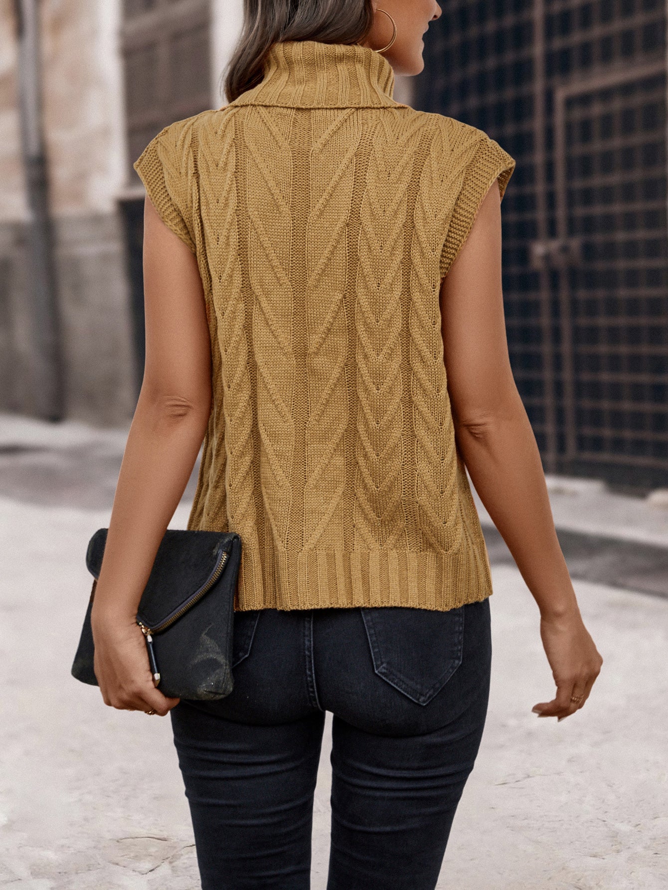 Women Clothing Knitted Sweater Inner Wear Outer Wear Pullover High Collar Sleeveless Sweater Vest Top