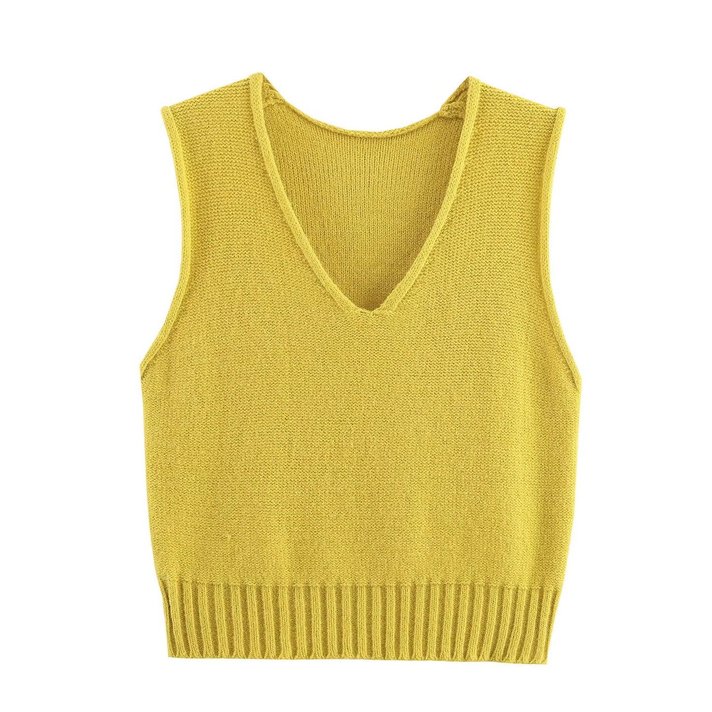 Women Clothing Fall Stylish Simple V neck Solid Color Vest