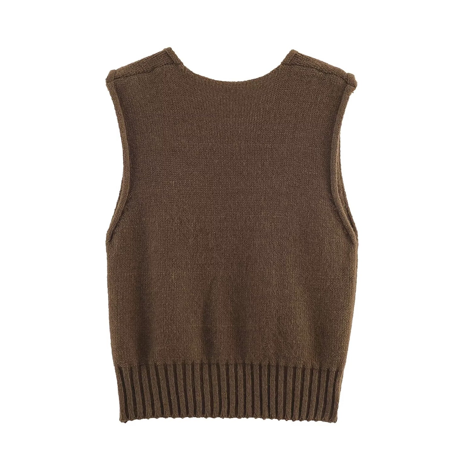 Women Clothing Fall Stylish Simple V neck Solid Color Vest