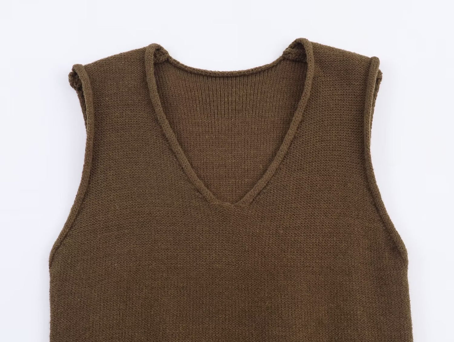 Women Clothing Fall Stylish Simple V neck Solid Color Vest