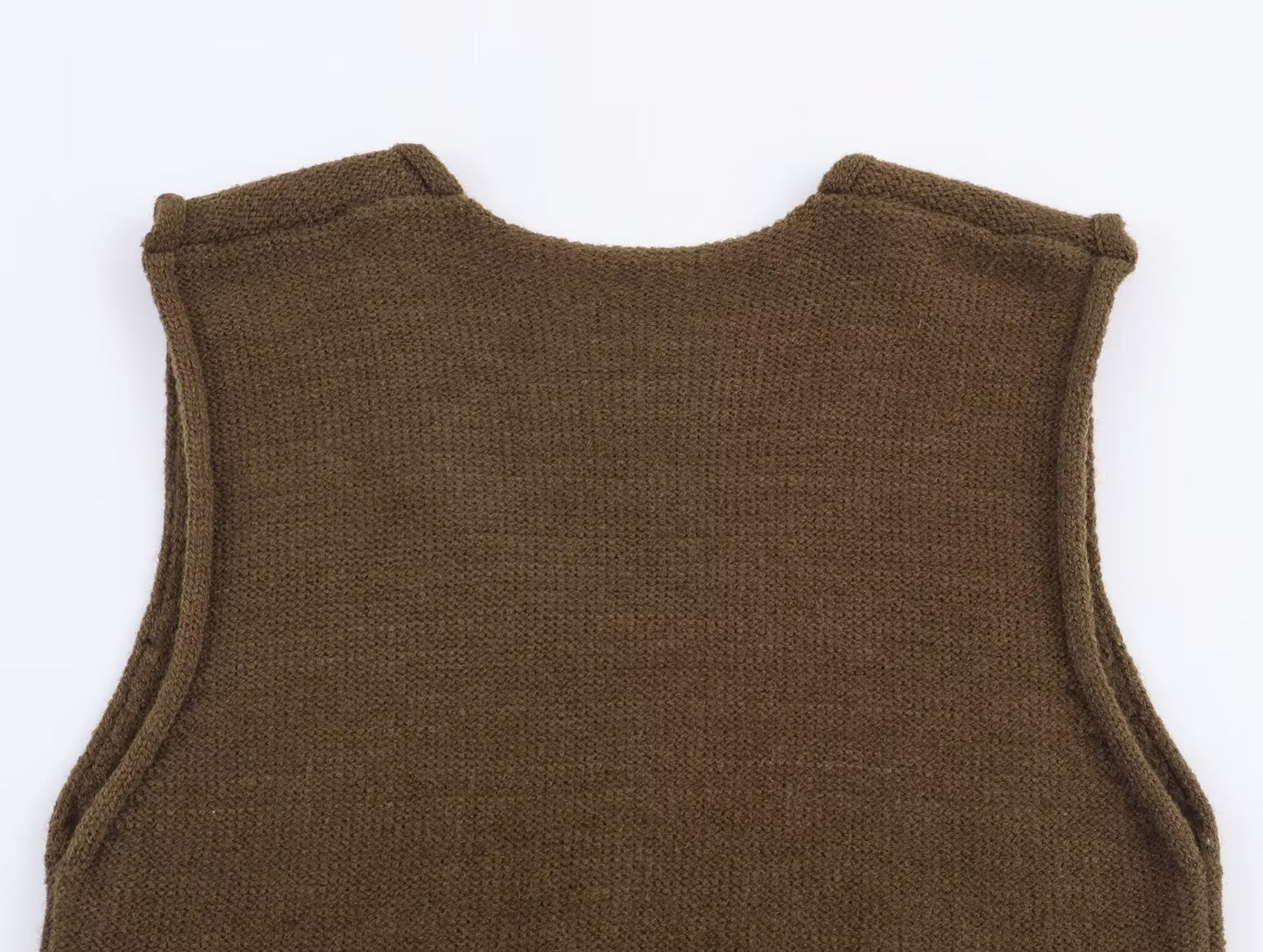Women Clothing Fall Stylish Simple V neck Solid Color Vest