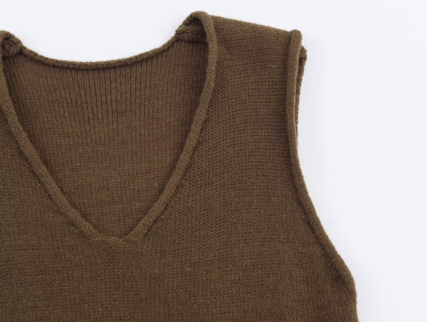 Women Clothing Fall Stylish Simple V neck Solid Color Vest