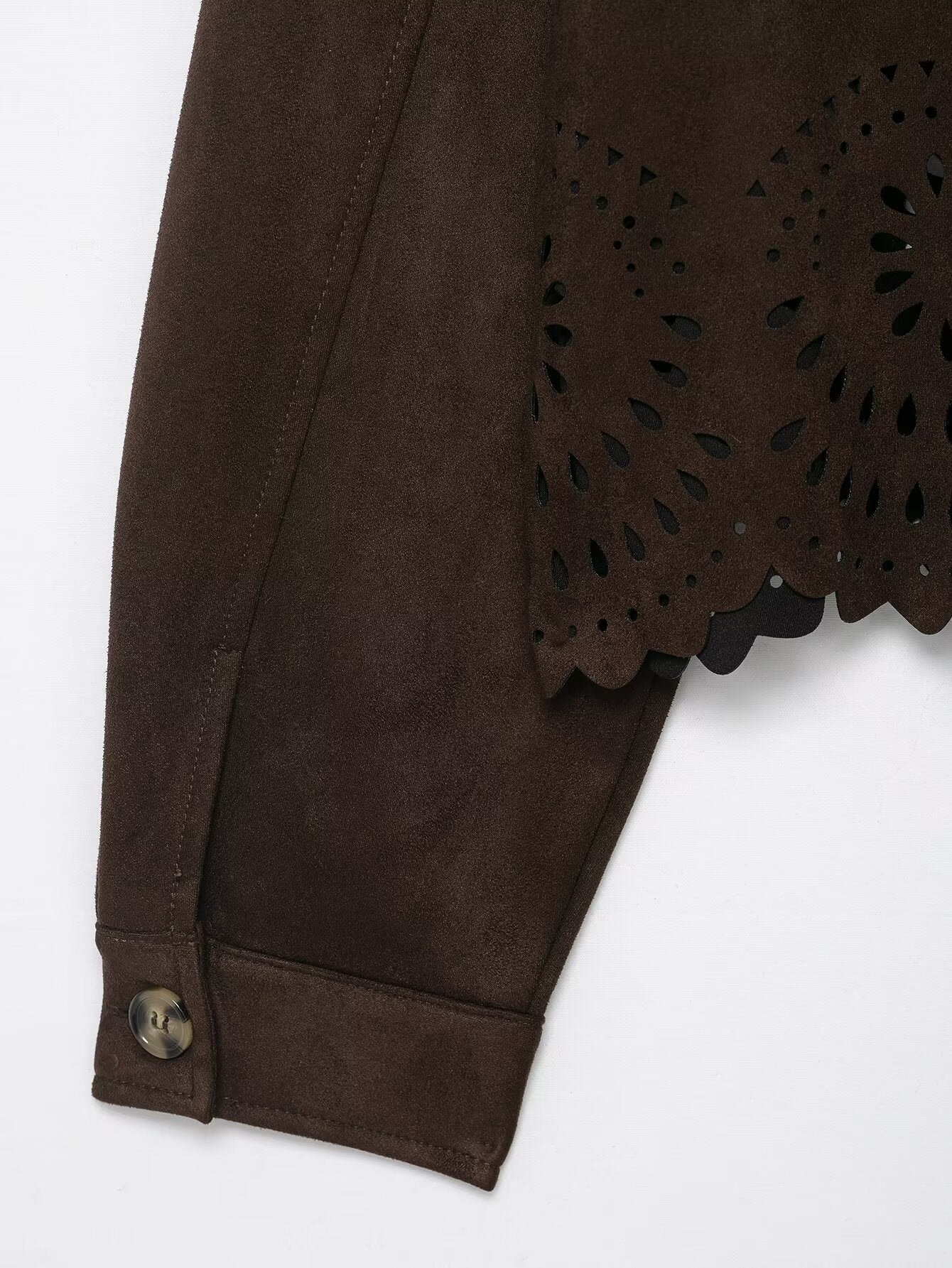 Autumn Women Casual Loose Hollow Out Cutout Hem Coat Trousers Two Piece Sets