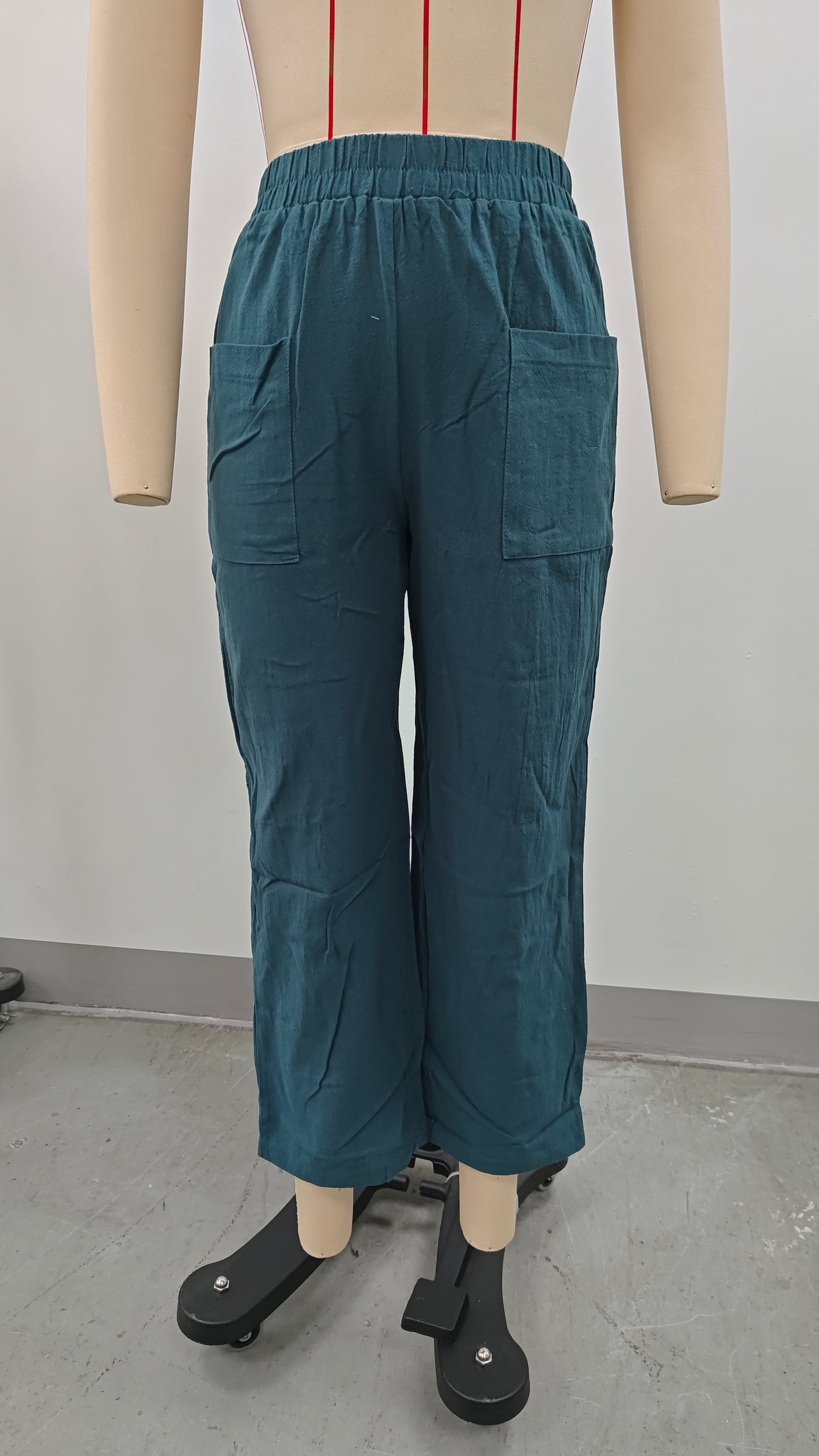 Women Clothing Autumn Winter Cotton Linen Casual Pants Vacation Elastic Waist
