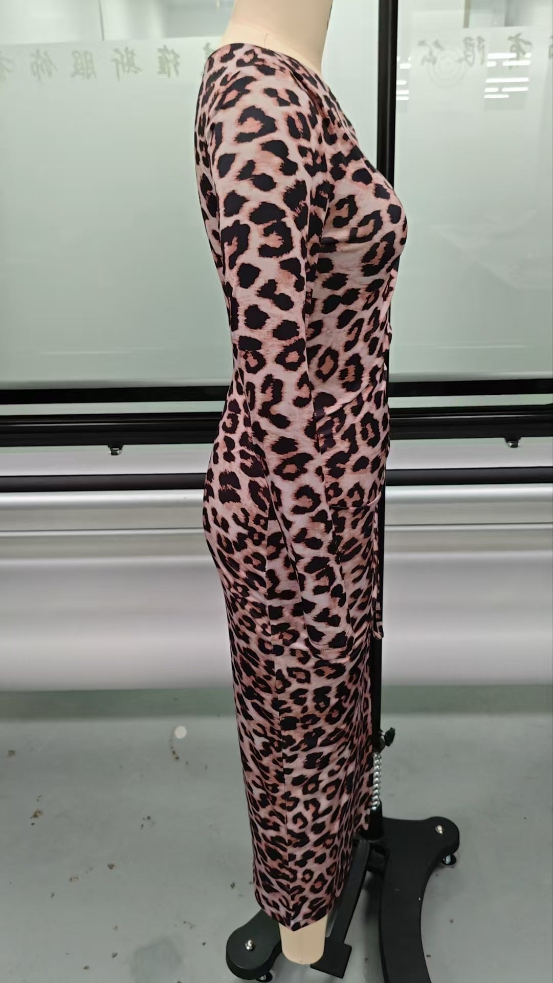 Leopard Print Dress Autumn Winter Sexy Slim Hip Sexy Long Sleeve Inner Wear Office