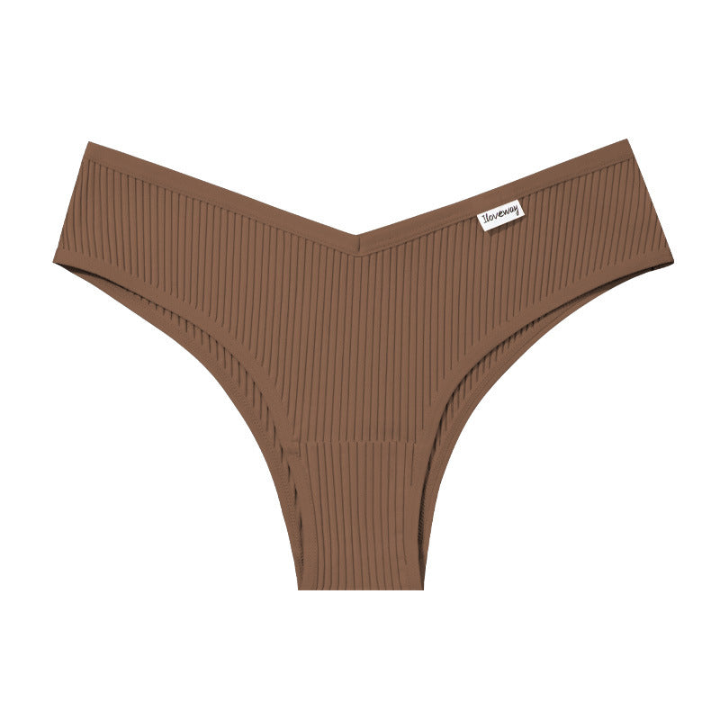 Sexy Maillard Women Underwear Threaded Cotton Breathable Hip Lifting Pure Low Waist