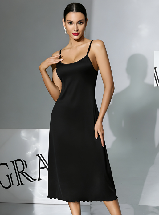 Milk Silk Silky Skin Friendly Slip Nightdress Ladies Long Backless Simple Casual Homewear