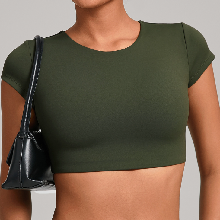 Backless Running Top Double Layer Sewing without Chest Pad Yoga Clothes Fitness Short Sleeve Women