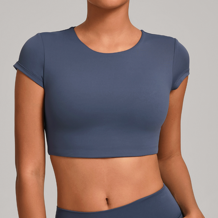 Backless Running Top Double Layer Sewing without Chest Pad Yoga Clothes Fitness Short Sleeve Women
