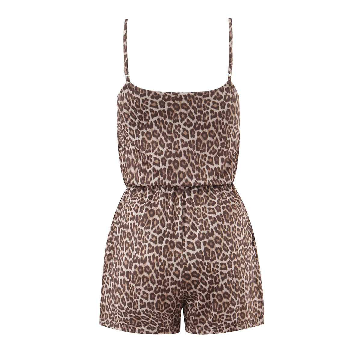 French Retro Elegant Leopard Print Waist Slimming Suspender Jumpsuit Autumn All Matching