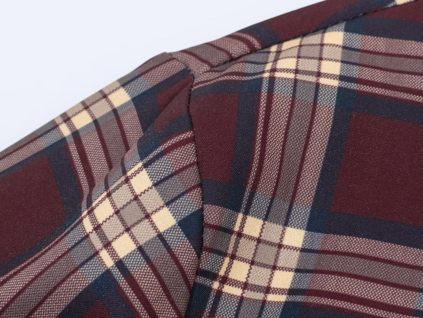Women Leather Effect Plaid Collared Pilot Coat Plaid Wide Pleated Culottes Sets