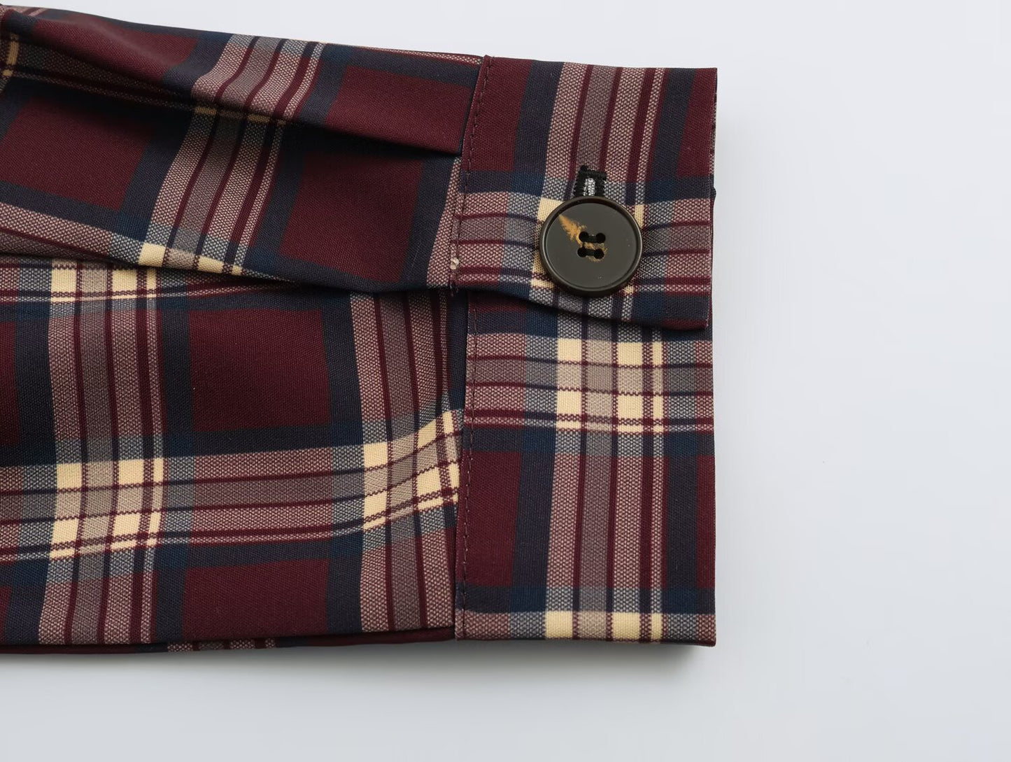 Women Leather Effect Plaid Collared Pilot Coat Plaid Wide Pleated Culottes Sets