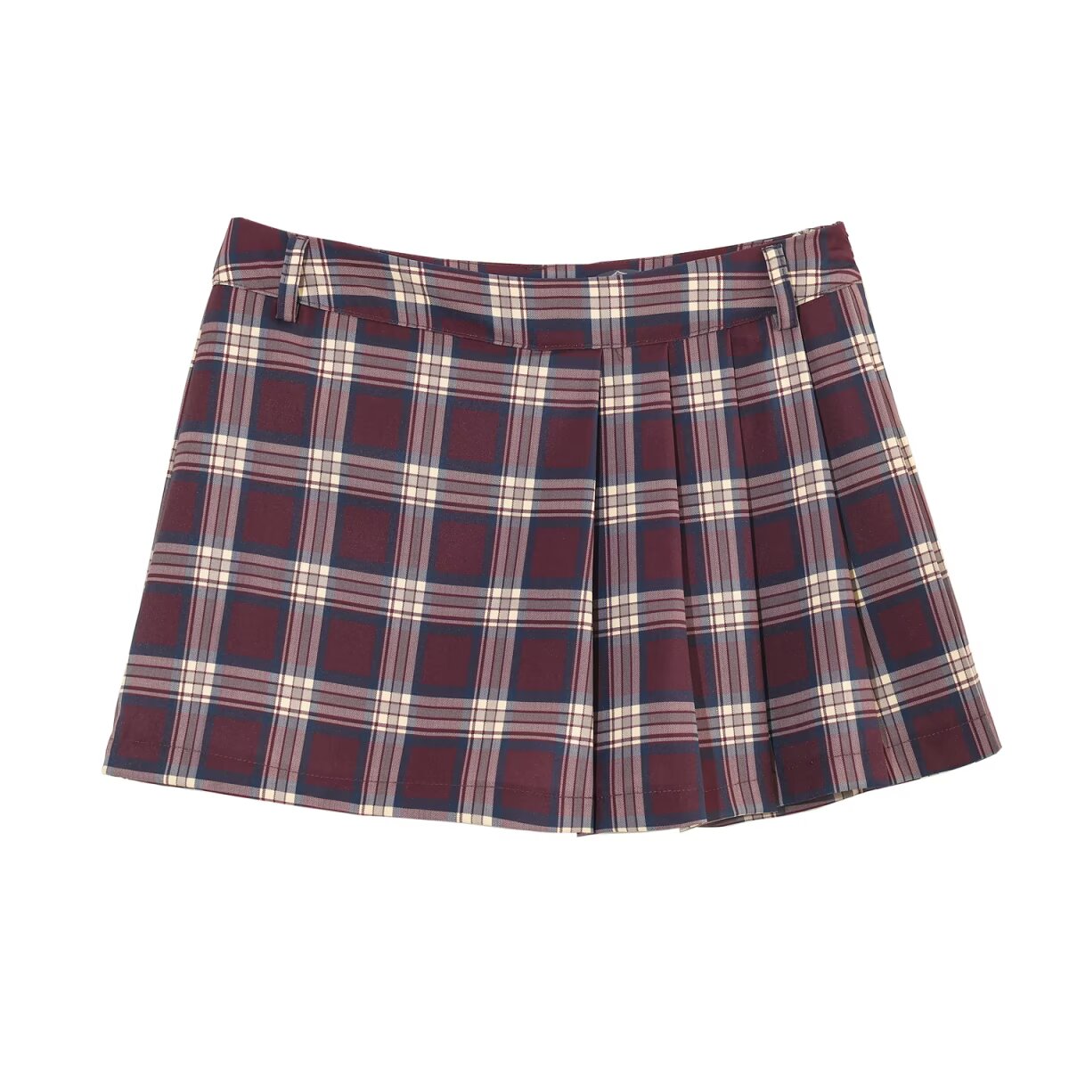 Women Leather Effect Plaid Collared Pilot Coat Plaid Wide Pleated Culottes Sets