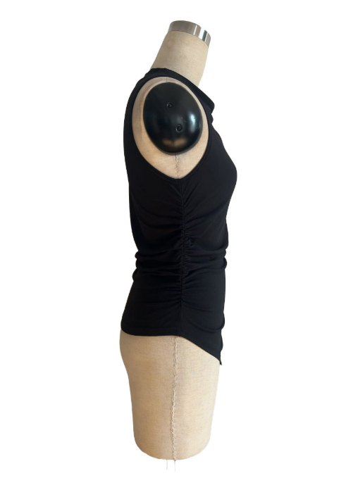 Metal Buckle Solid Color Irregular Asymmetric Pleated Slim Fit Figure Flattering Sleeveless Vest Top Women