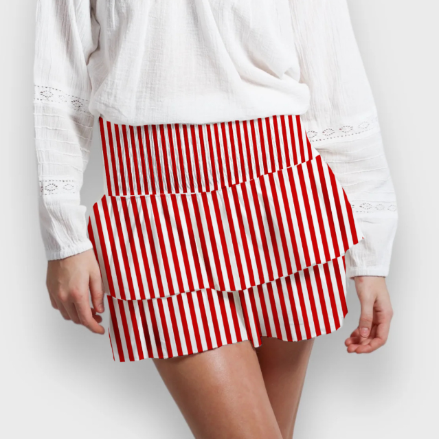 Spring Summer Women Clothing Retro Personalized Printing Splicing Skirt