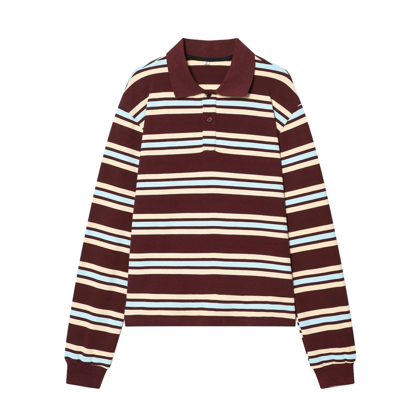 Women Clothing Collared Patchwork Long Sleeve Sweater