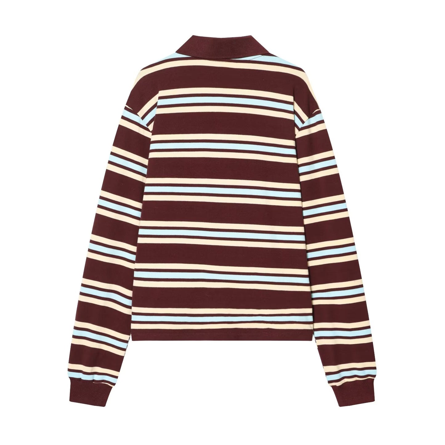 Women Clothing Collared Patchwork Long Sleeve Sweater