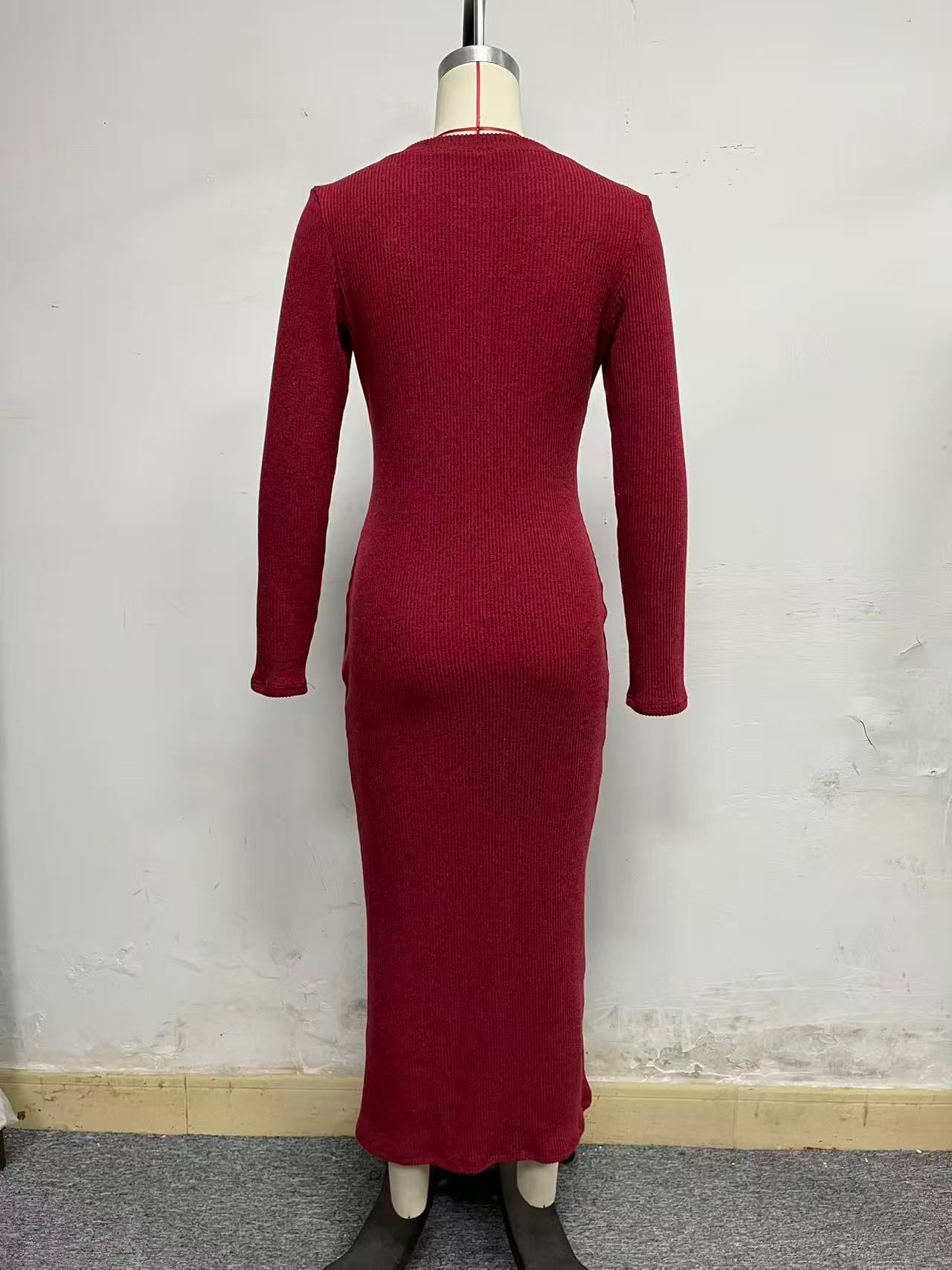 Autumn Winter Knitted Dress Women Skinny Hip Overcoat Inner Wear Elegant Slim Fit Maxi Dress