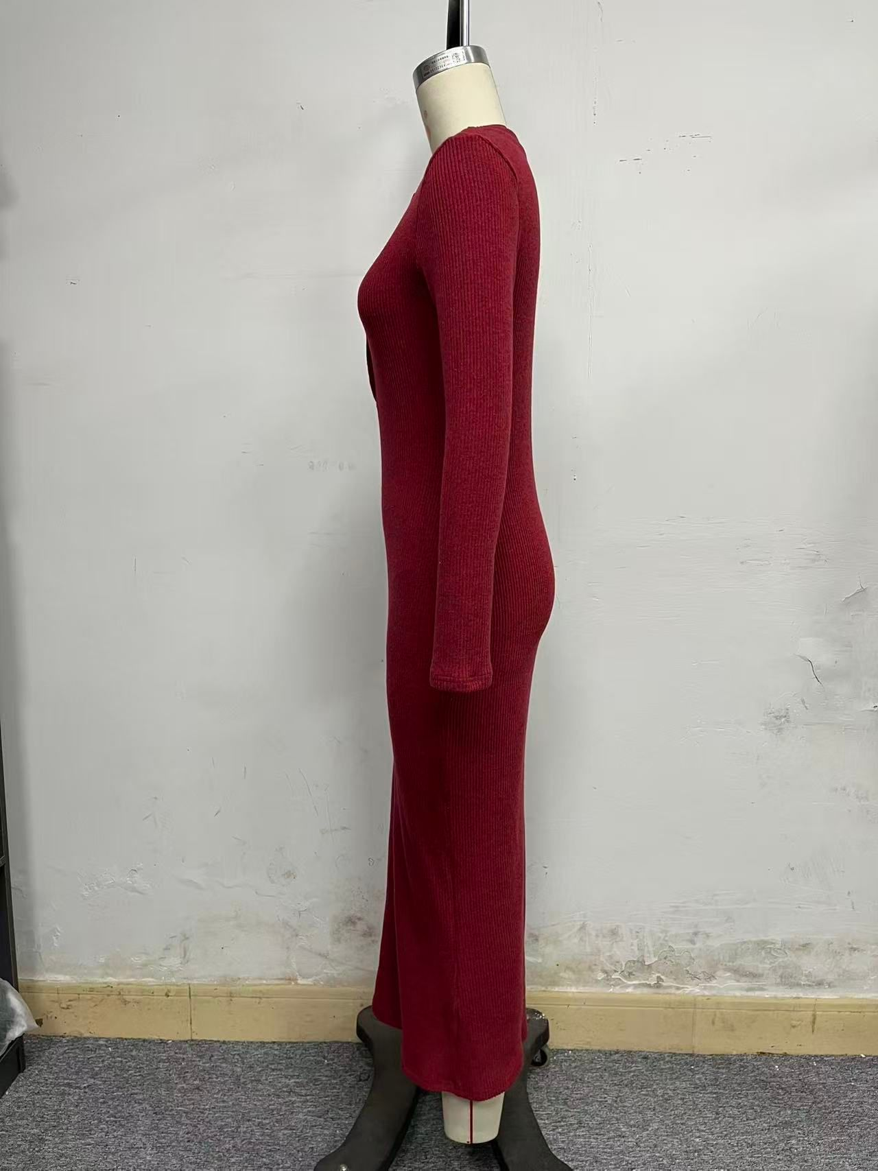 Autumn Winter Knitted Dress Women Skinny Hip Overcoat Inner Wear Elegant Slim Fit Maxi Dress
