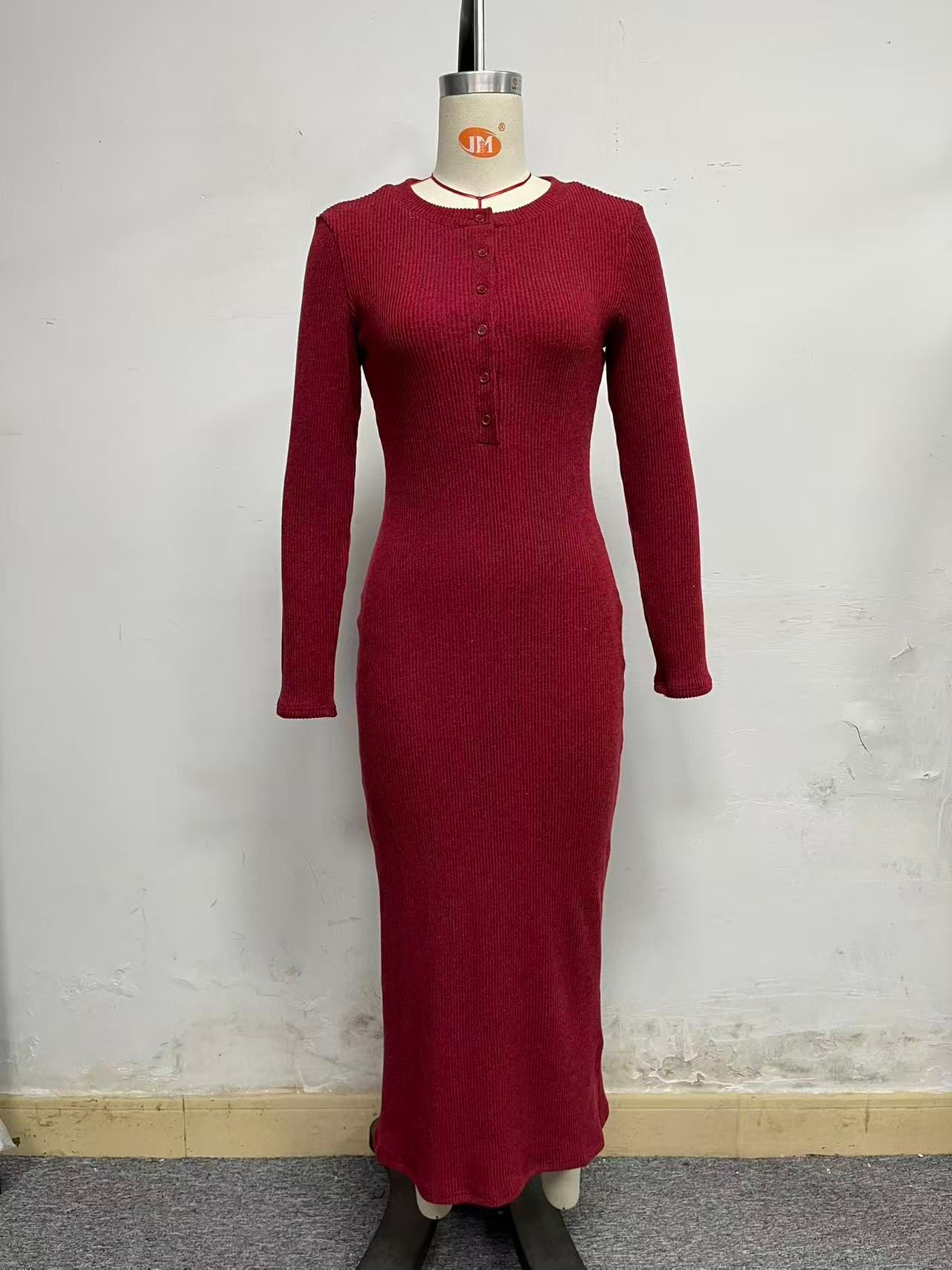 Autumn Winter Knitted Dress Women Skinny Hip Overcoat Inner Wear Elegant Slim Fit Maxi Dress