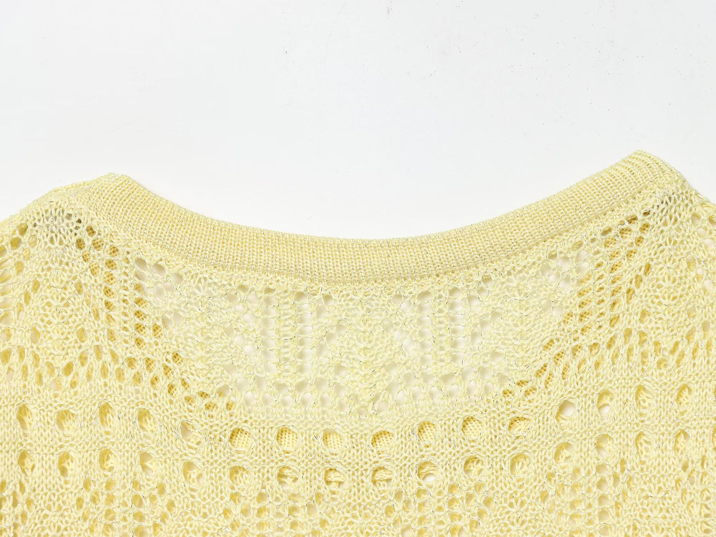 Women Clothing Spring Summer Sweet Girlish Blouse round Neck Long Sleeve Candy Hollow Out Sweater