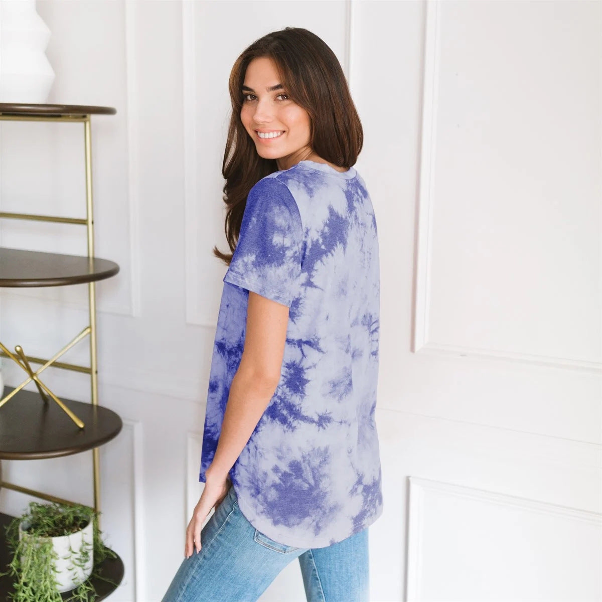 Summer Women Tie Dyed Printed Loose Short Sleeved Top T shirt Women